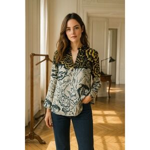 ETRO Silk Floral Print Blouse Size 10